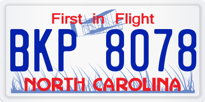 NC license plate BKP8078