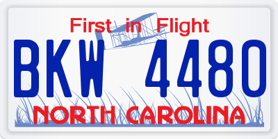 NC license plate BKW4480