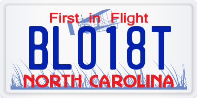 NC license plate BL018T