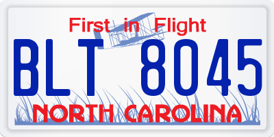 NC license plate BLT8045