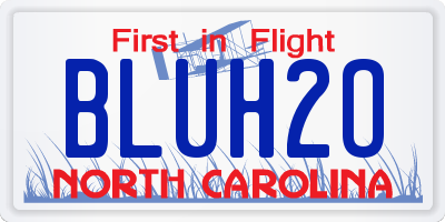 NC license plate BLUH2O