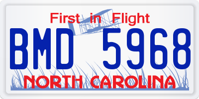 NC license plate BMD5968