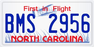 NC license plate BMS2956