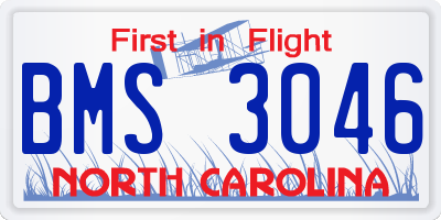 NC license plate BMS3046
