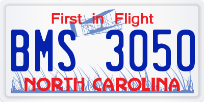 NC license plate BMS3050