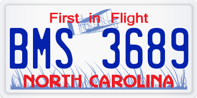 NC license plate BMS3689