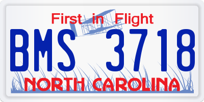 NC license plate BMS3718