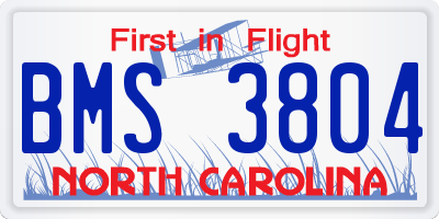 NC license plate BMS3804