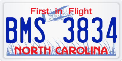 NC license plate BMS3834
