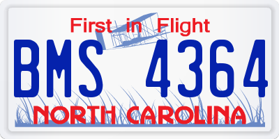 NC license plate BMS4364