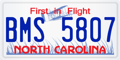 NC license plate BMS5807