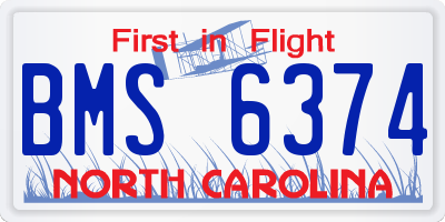 NC license plate BMS6374