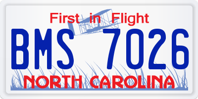 NC license plate BMS7026