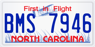 NC license plate BMS7946