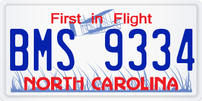 NC license plate BMS9334