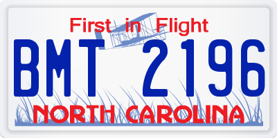 NC license plate BMT2196
