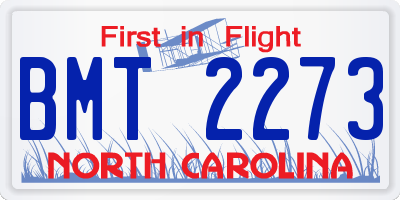 NC license plate BMT2273