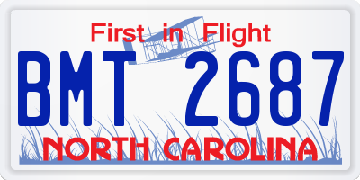 NC license plate BMT2687