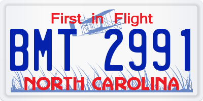 NC license plate BMT2991