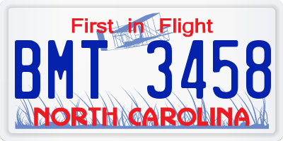 NC license plate BMT3458