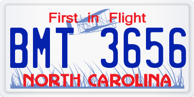 NC license plate BMT3656