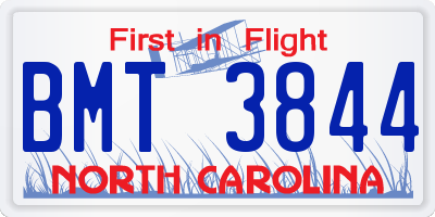 NC license plate BMT3844