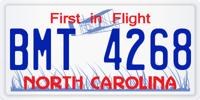 NC license plate BMT4268