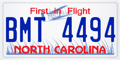NC license plate BMT4494