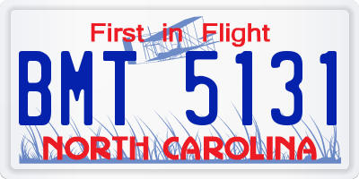 NC license plate BMT5131