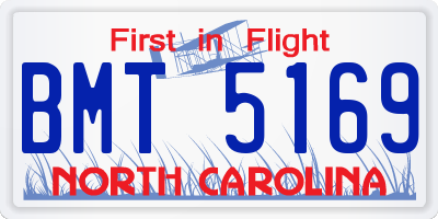 NC license plate BMT5169