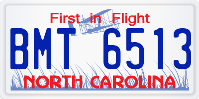NC license plate BMT6513