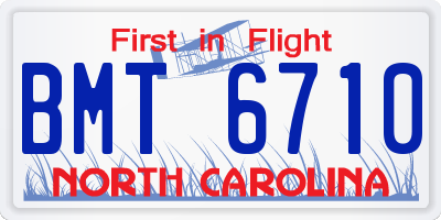 NC license plate BMT6710