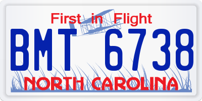 NC license plate BMT6738