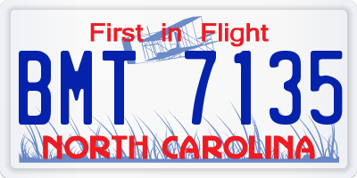 NC license plate BMT7135