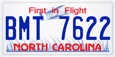 NC license plate BMT7622