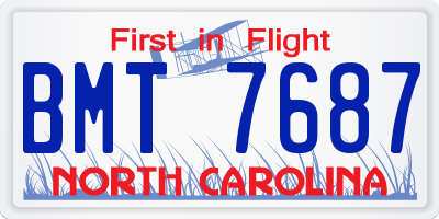 NC license plate BMT7687