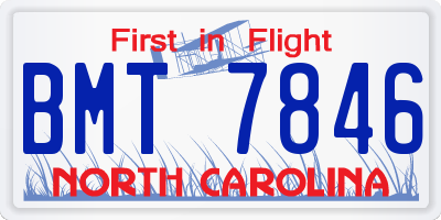 NC license plate BMT7846