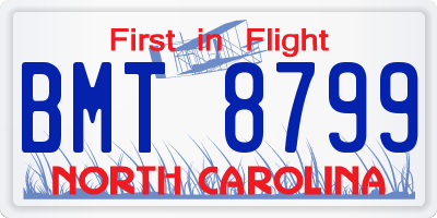 NC license plate BMT8799