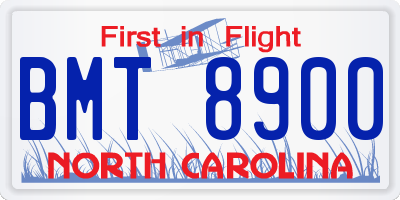 NC license plate BMT8900