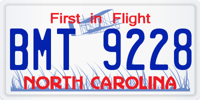 NC license plate BMT9228