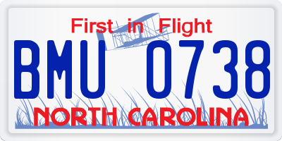NC license plate BMU0738