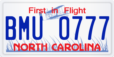 NC license plate BMU0777