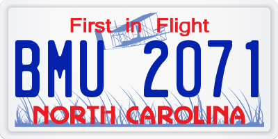 NC license plate BMU2071