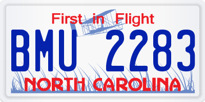 NC license plate BMU2283