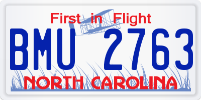 NC license plate BMU2763