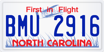NC license plate BMU2916