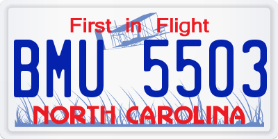 NC license plate BMU5503