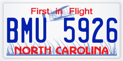 NC license plate BMU5926