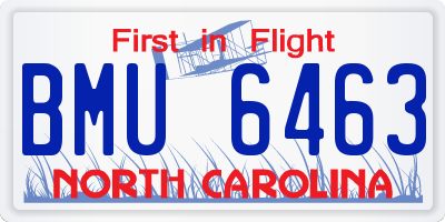 NC license plate BMU6463