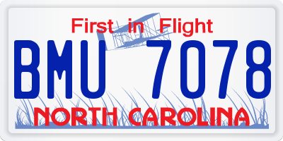 NC license plate BMU7078